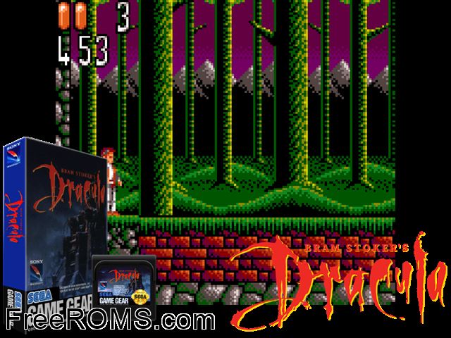 Bram Stoker's Dracula Game Gear game showing 3D box cover and gameplay screenshot